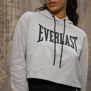 Everlast® EVERLAST Womens Iconic Logo Cropped Sweat Hoodie Sweatshirt Grey
