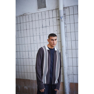 Everlast® Retro Stripe Zip Polo Knit Brown