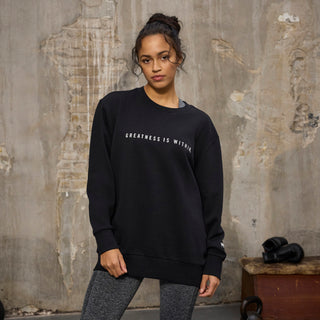 Everlast® EVERLAST Womens Oversized Greatness Is Within Crew Sweat Sweatshirt Black