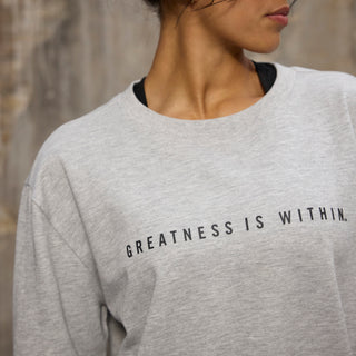 Everlast® EVERLAST Womens Oversized Greatness Is Within Crew Sweat Sweatshirt Grey