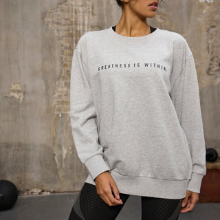 Everlast® EVERLAST Womens Oversized Greatness Is Within Crew Sweat Sweatshirt Grey